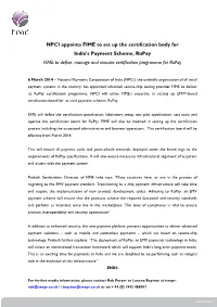 NPCI Appoints FIME to Set up the Certification Body for India's