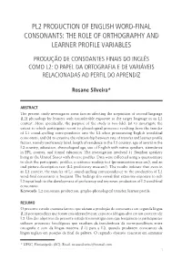 PL2 Production of English Word-Final Consonants: the Role of Orthography and Learner Profile Variables