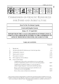 Report from the Cgiar Consortium of International Agricultural Research Centres to the Commission on Genetic Resources for Food and Agriculture