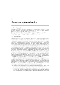 1 Quantum Optomechanics