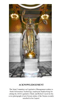2010 Legislative Guide and Robert Caroti for the Cover Photograph of New Bronze Statue of the Genius Recently Installed in the Capitol
