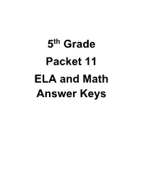 5 Grade Packet 11 ELA and Math Answer Keys