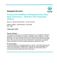 Bus Stop Clearways) – GD3 Bus Stop Upgrades, Oldham