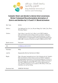 COMMUNICATION Catalytic Ester and Amide To