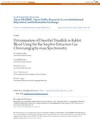 Determination of Dimethyl Trisulfide in Rabbit Blood Using Stir Bar