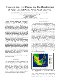 Holocene Sea-Level Change and the Development of Perak Coastal Plain, Perak, West Malaysia