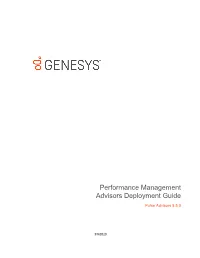 Performance Management Advisors Deployment Guide