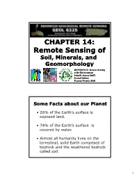 Remote Sensing of Soil, Minerals and Geomorphology