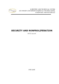 Security and Nonproliferation