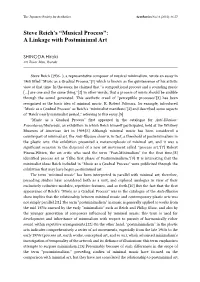 Steve Reich's “Musical Process”: a Linkage with Postminimal