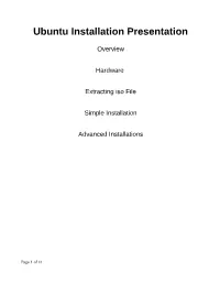 Ubuntu Installation Presentation