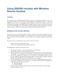 Using ODEON Remotely with Windows Remote Desktop