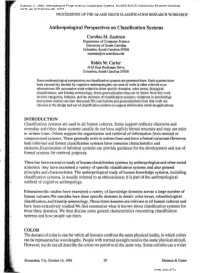 Anthropological Perspectives on Classification Systems