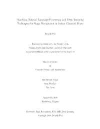 Applying Natural Language Processing and Deep Learning Techniques for Raga Recognition in Indian Classical Music
