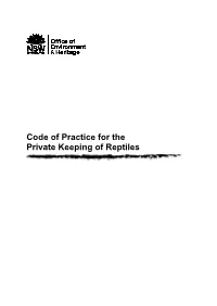 Code of Practice for the Private Keeping of Reptiles