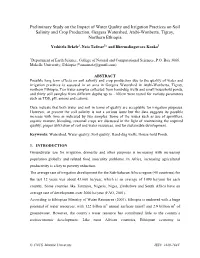 Preliminary Study on the Impact of Water Quality and Irrigation Practices on Soil Salinity and Crop Production, Gergera Watershe