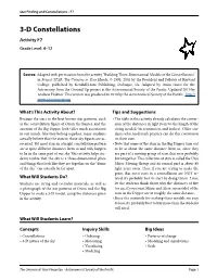 3-D Constellations Activity F7 Grade Level: 4–12