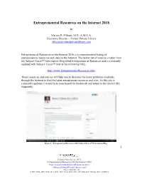 Entrepreneurial Resources on the Internet 2018