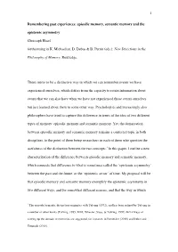 Episodic Memory, Semantic Memory and the Epistemic Asymmetry