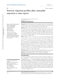 Immune Response Profiles After Caterpillar Exposure: a Case Report