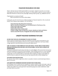 Passover Resources for 2020