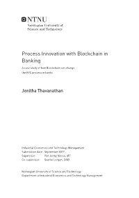 Process Innovation with Blockchain in Banking