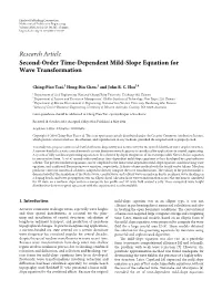Second-Order Time-Dependent Mild-Slope Equation for Wave Transformation