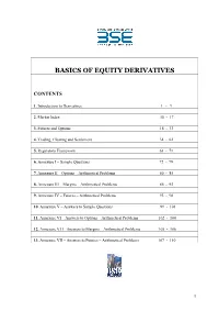 Basics of Equity Derivatives