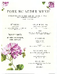 Fork Nc Seder Menu