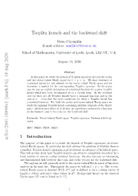 [Math.FA] 18 Aug 2020 Toeplitz Kernels and the Backward Shift