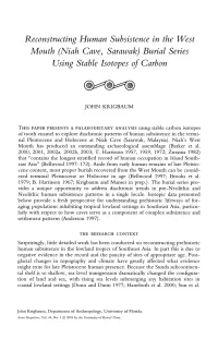 Niah Cave) Sarawak) Burial Series Using Stable Isotopes of Carbon