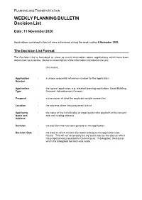 Planning Applications Determined 08 November 2020