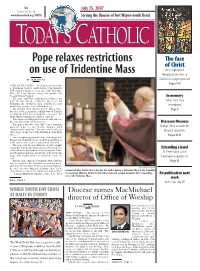 Pope Relaxes Restrictions on Use of Tridentine Mass