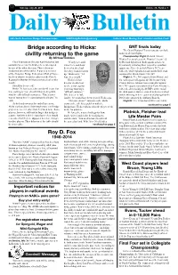Roy D. Fox Bridge According to Hicks: Civility Returning to the Game