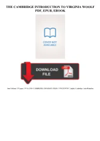 The Cambridge Introduction to Virginia Woolf Pdf Free