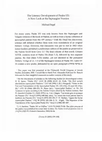 The Literary Development of Psalm 151: a New Look at the Septuagint Version