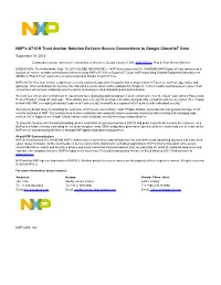 NXP's A71CH Trust Anchor Solution Delivers Secure Connections to Google Cloud Iot Core