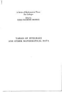Tables of Integrals and Ot,Her Mathematical Data the Macmillan Company New York
