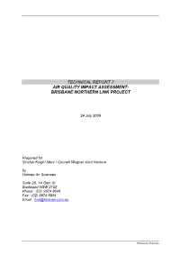 Technical Report 7 Air Quality Impact Assessment: Brisbane Northern Link Project