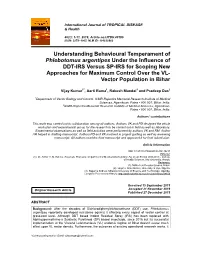 Understanding Behavioural Temperament of Phlebotomus
