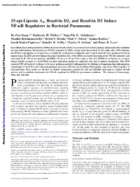 15-Epi-Lipoxin A4, Resolvin D2, and Resolvin D3 Induce NF-Κb