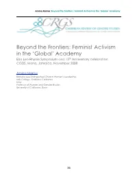 Beyond the Frontiers: Feminist Activism in the 'Global' Academy