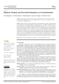 Implicit, Formal, and Powerful Semantics in Geoinformation