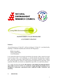 Macronutrient Cycles Programme: Catchment