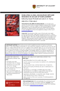 Mobilizing Global Knowledge Refugee Research in an Age of Displacement