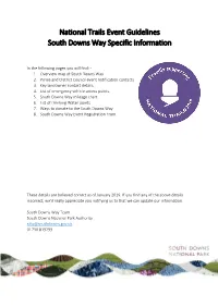 National Trails Event Guidelines South Downs Way Specific Information