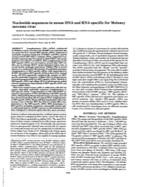 Nucleotide Sequences in Mouse DNA and RNA Specific for Moloney Sarcoma Virus