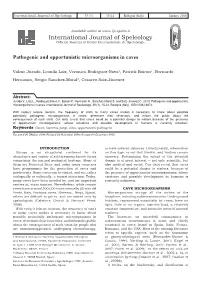 Pathogenic and Opportunistic Microorganisms in Caves