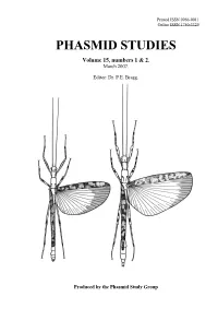 Phasmid Studies Volume 15 Issues 1&2