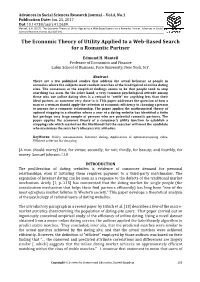 The Economic Theory of Utility Applied to a Web-Based Search for a Romantic Partner